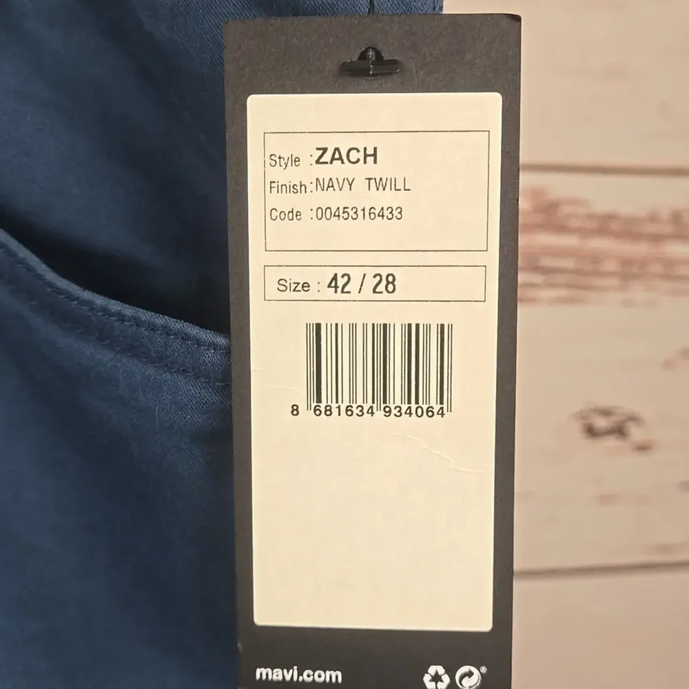NWT Mavi Zach Straight Leg Navy Twill Pants Size 42/28